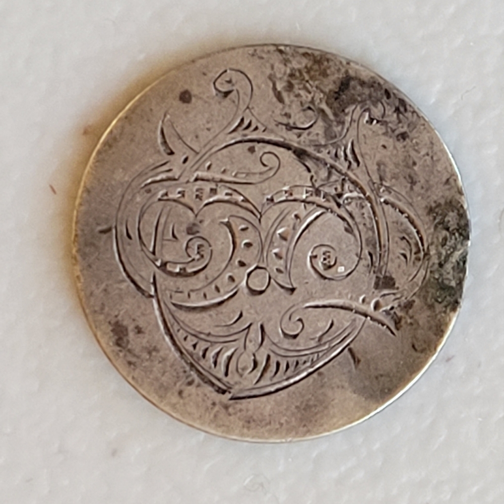 1882 Love Token Engraved on a Seated Liberty Dime Coin - Whimsical Fish Face